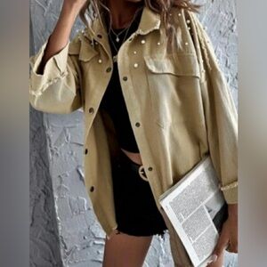 LALA FACTORY PEARL DENIM SHACKET